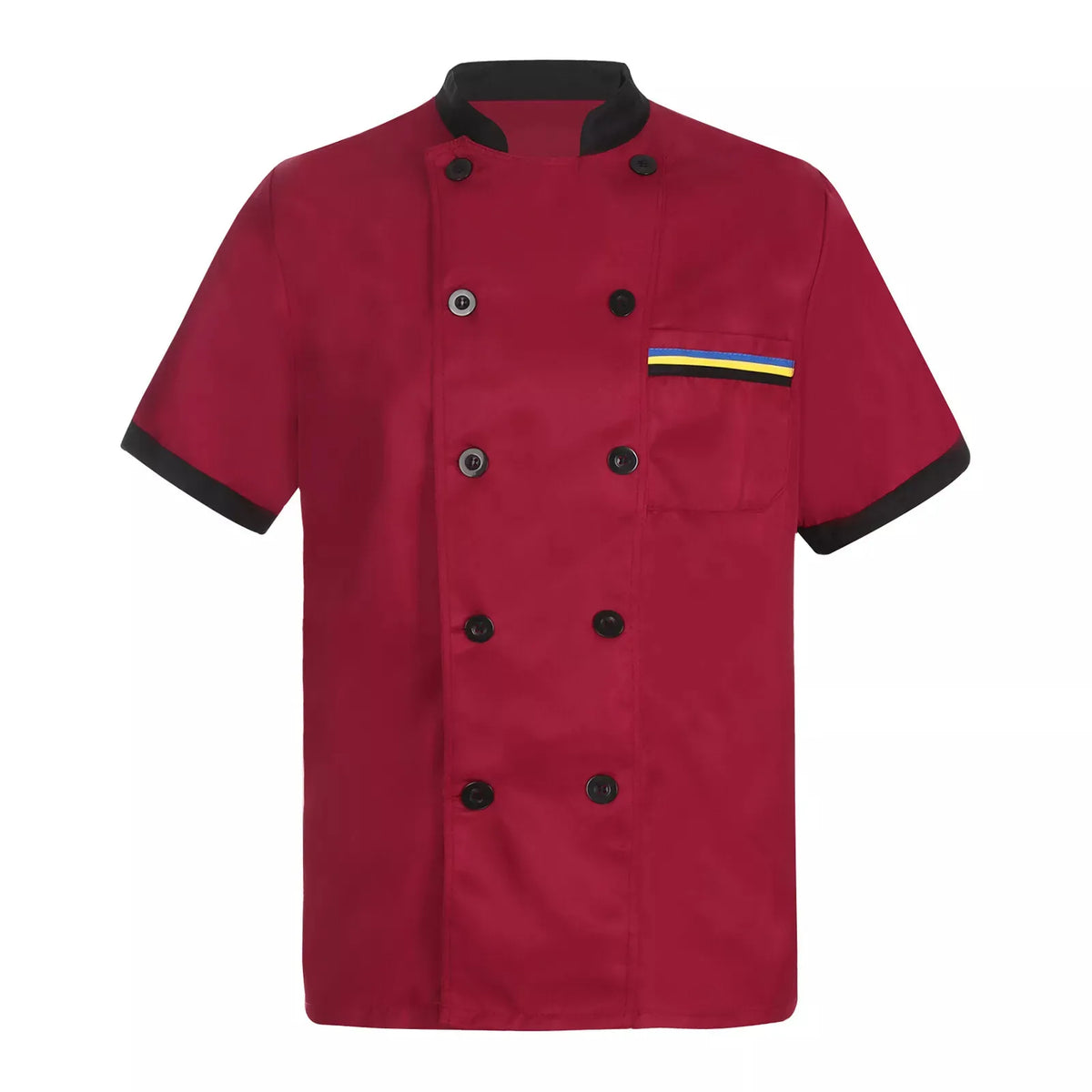 Chef Short Sleeve Kitchen Uniform | Restaurant, Cafe & Bakery Chef Uniform Top Qme Wine XXL