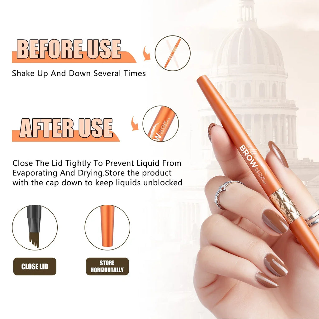 Qme 4-Fork Tip Liquid Eyebrow Pen – Waterproof, 5 Colors Liquid Eyebrow Pen Qme