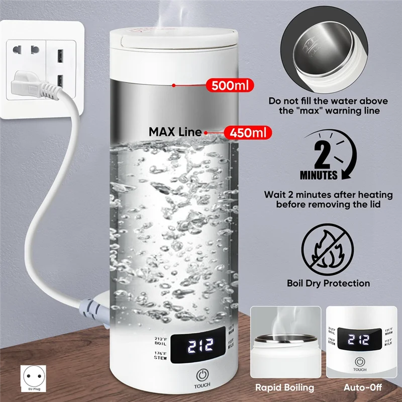 MiLESEEY B15C Portable Electric Kettle 450ml LCD Display Portable Electric Kettle Qst