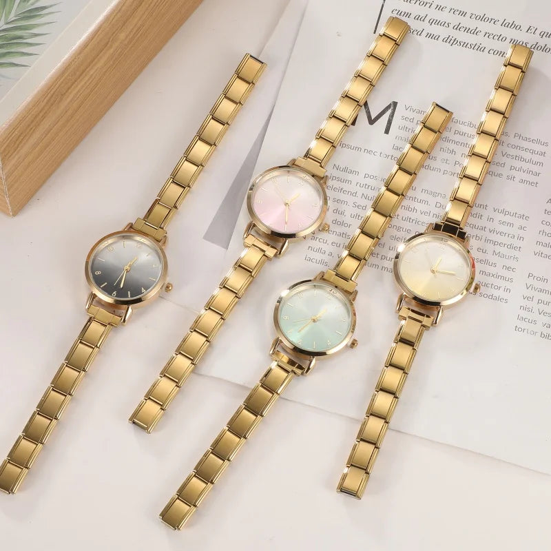 Women's Stainless Steel Blush Watch Bracelet Bangle – 38 Colors Bangle Watch Qme