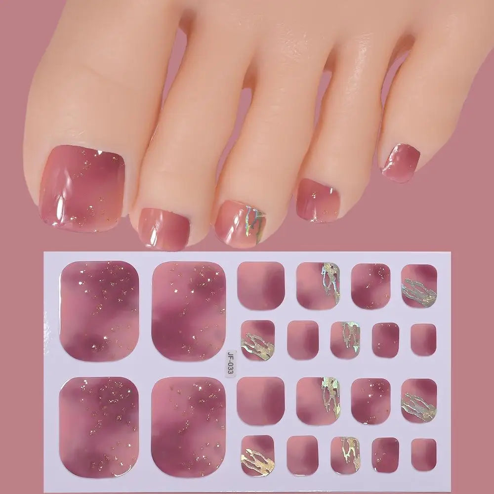 Glitter Toenail Stickers Full Wraps – 22 Tips, 20 Colors Toenail Wrap Stickers Qme C