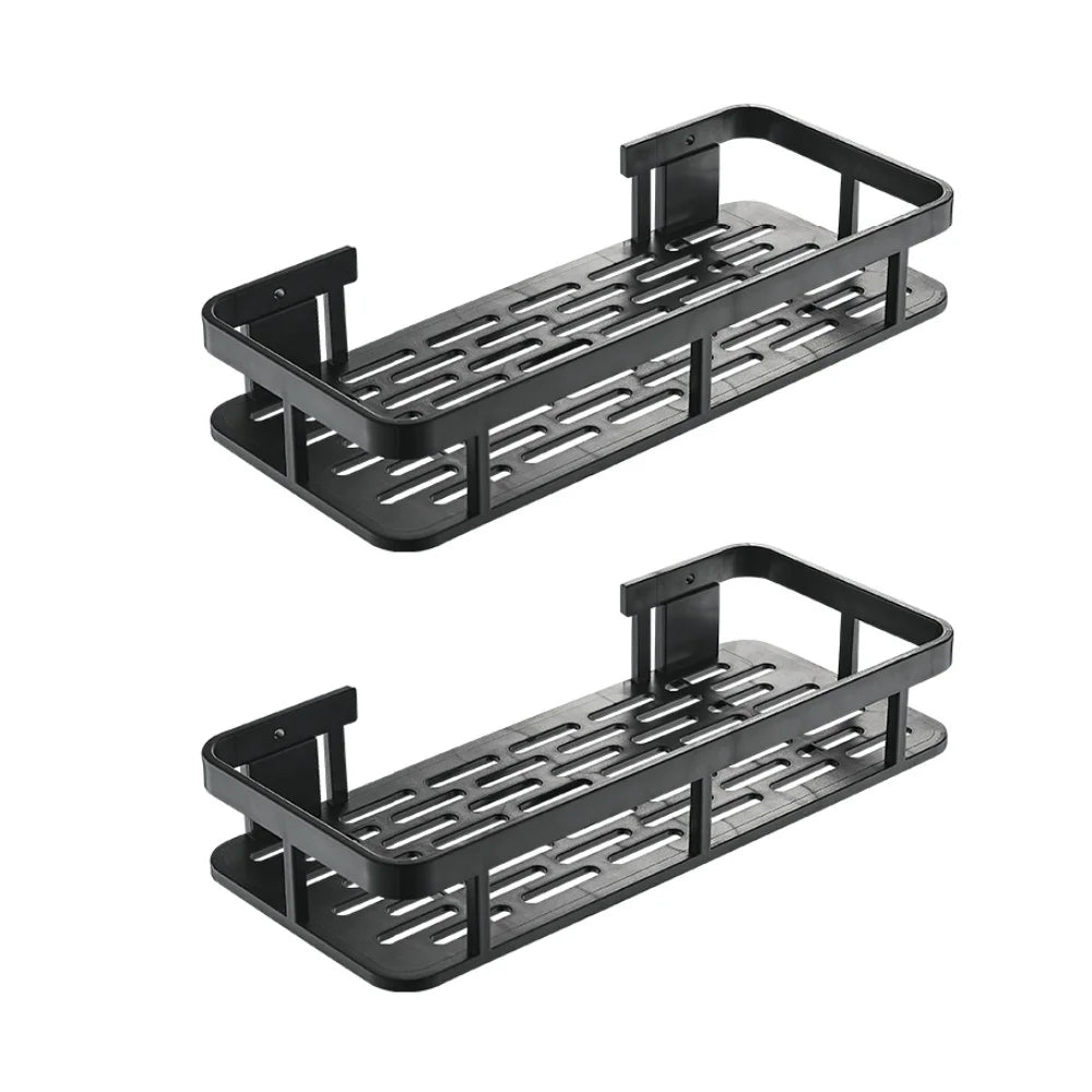 Wall Mounted Bathroom Storage Rack – No-Drill Suction Cup Shelf Bathroom Storage Rack Qme 2pcs B