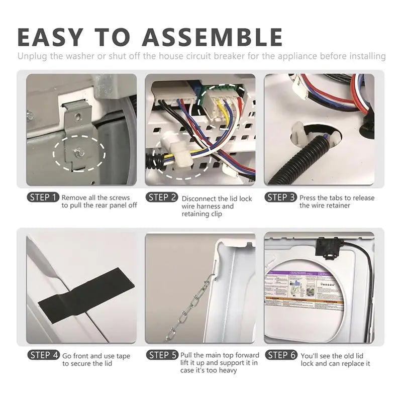 W10404050 Washer Lid Lock Latch Switch Harness Kit Washer Lid Lock Kit Qst