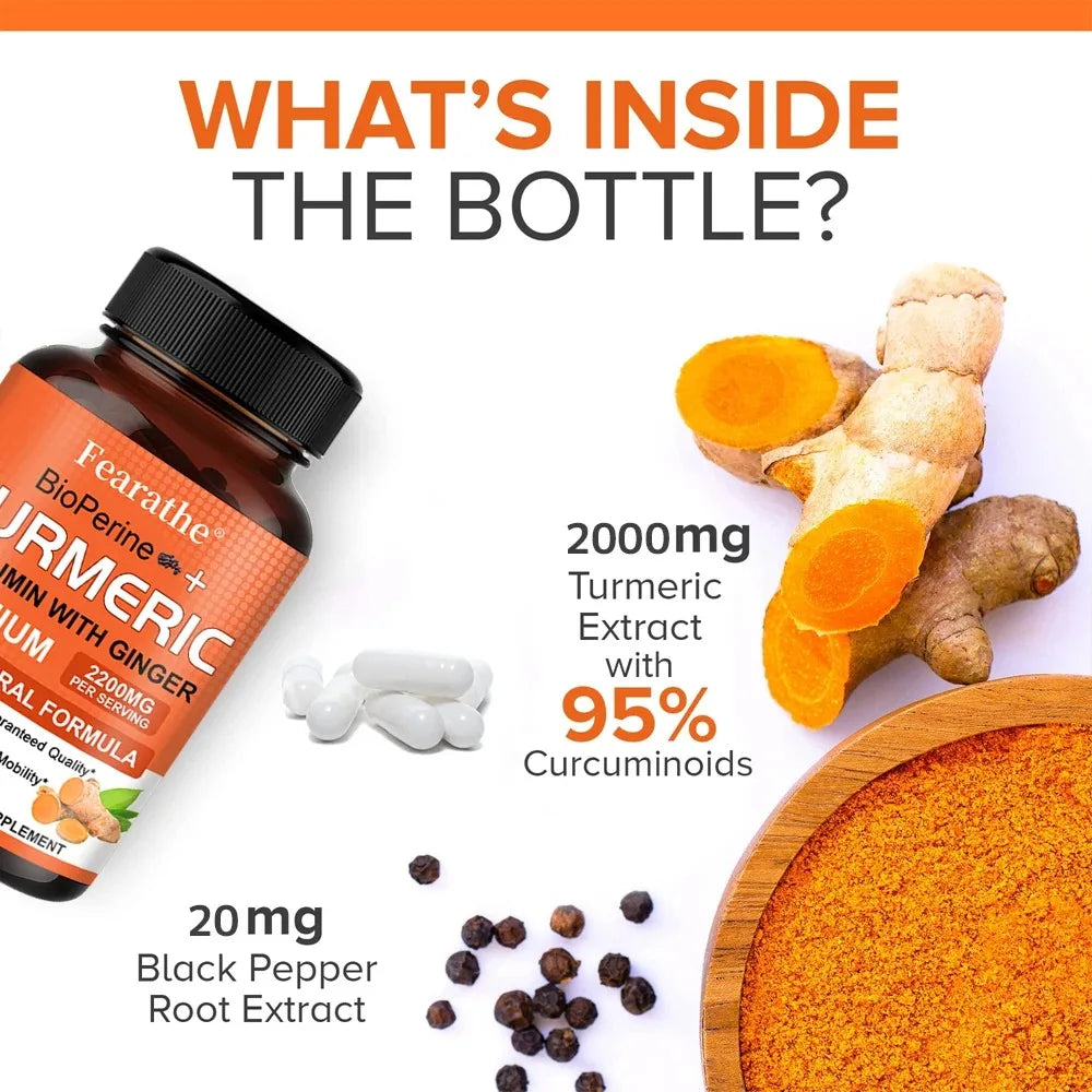 Turmeric Ginger Supplement BioPerine 2000mg – Vegan, Non-GMO Herbal Supplement Qst