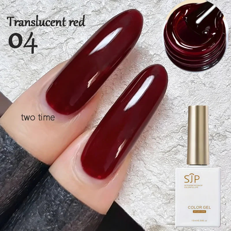 Jelly Gel Nail Polish Crystal Brown Translucent UV DIY Art Gel Nail Polish Qme 04