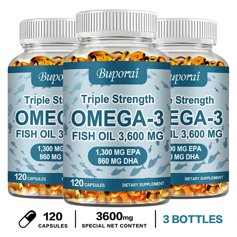 Xemenry Omega-3 Fish Oil 3600mg – EPA & DHA Capsules Omega-3 Supplement Qst 120 Capsule-3bottles