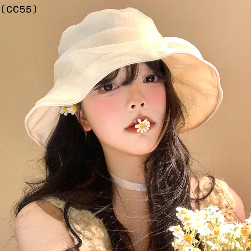 Women's Organza Fisherman Sun Hat – Stylish Summer Outdoor Hat Sun Hat Qst