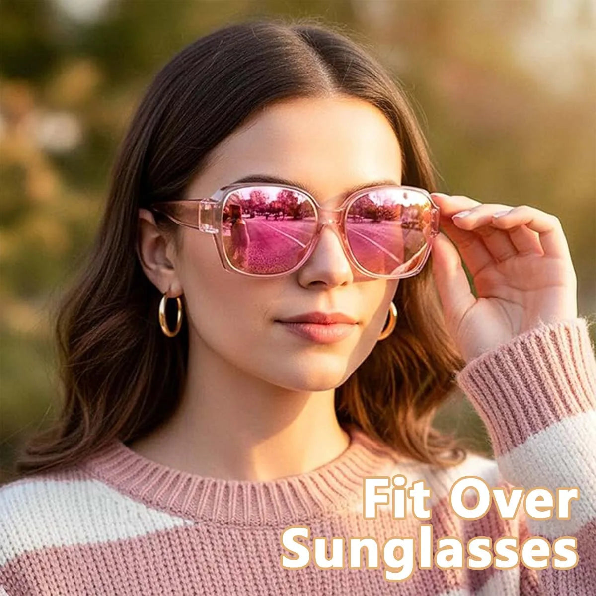 VOPHA Fit Over Sunglasses UV400 Wrap-Around Unisex T01 Fit Over Sunglasses Qst 1PC-Pink