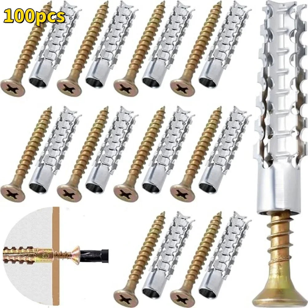 Metal Sawtooth Expansion Pipe Self-Tapping Screws | Hollow Wall Anchors Wall Anchor Screw Set Qme 5 sets