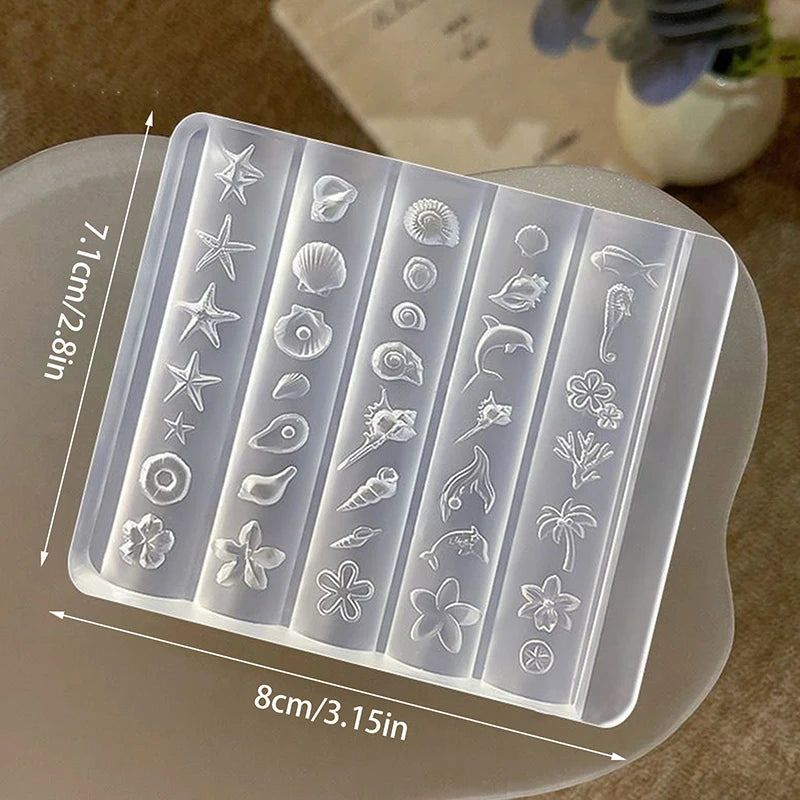 3D Silicone Nail Art Mold – Lily, Starfish & Sea Shell Designs Nail Art Mold Qst B