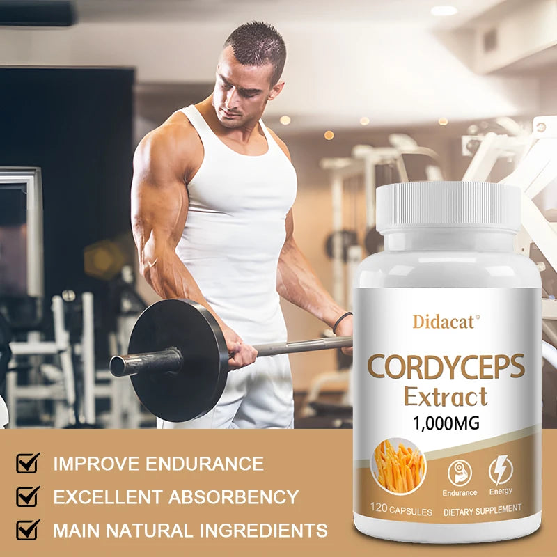 Cordyceps Mushroom Capsules 1000mg – Energy & Immune Support Mushroom Supplement Qst