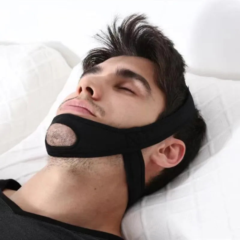 Anti-Snoring Chin Strap – Adjustable Sleep Mouth Support Band Anti-Snoring Chin Strap Qst black