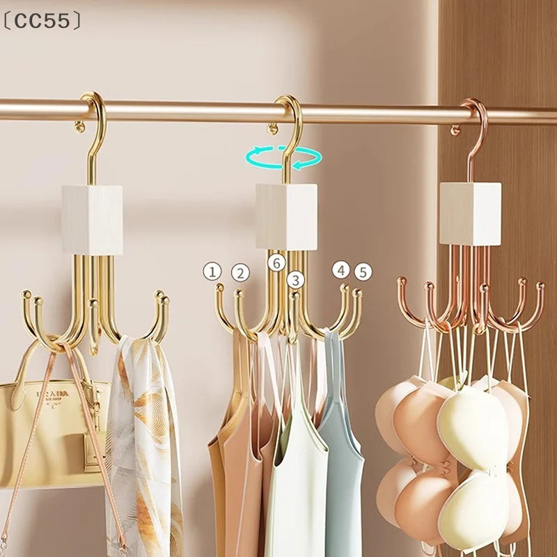 Rotating Wooden Belt Hanger – Closet Organizer with Steel Hooks Closet Belt Organizer Qst