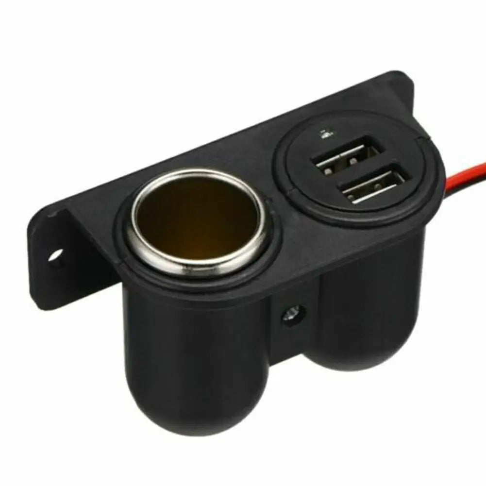 Car Cigarette Lighter Splitter – 3 Sockets & 2 USB Ports Car Charger Adapter Qme