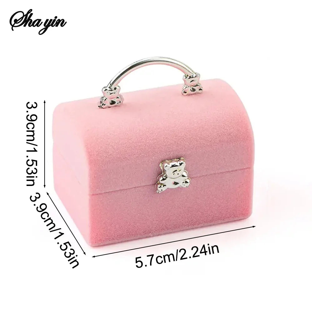Velvet Bear Jewelry Box – Ring, Necklace & Gift Display Case Velvet Jewelry Box Qme