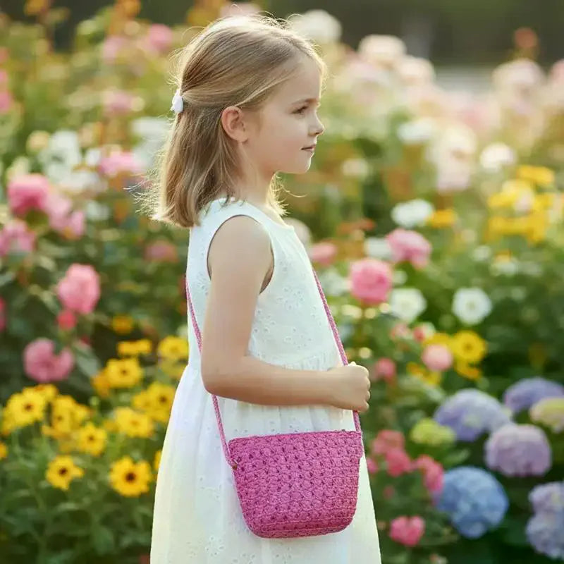 Mini Handwoven Rattan Crossbody Bag – Kids' Summer Straw Bag Kids Crossbody Bag Qme