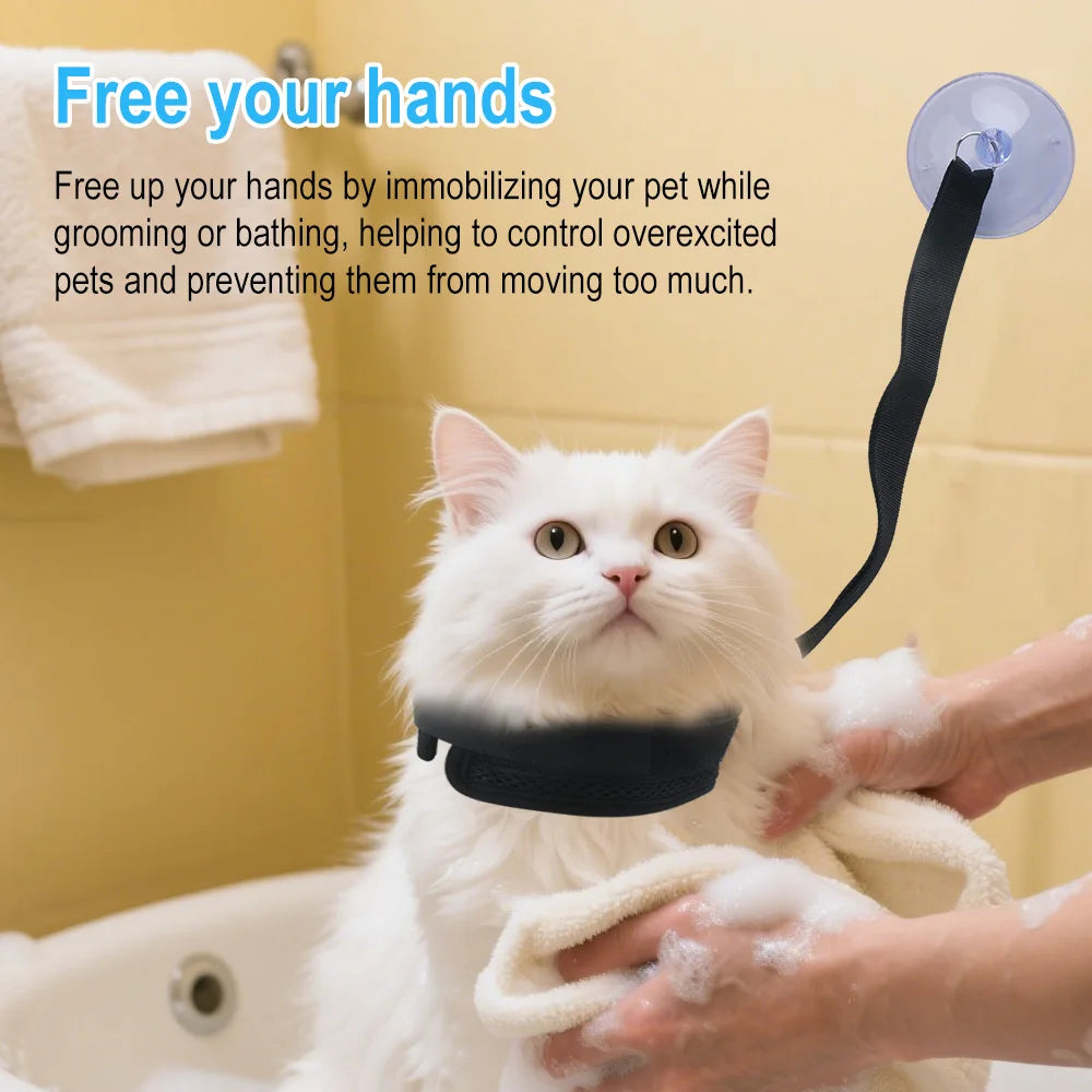 Cat Bathing Harness with Suction Cup – Pet Grooming Restraint Pet Grooming Harness Qst