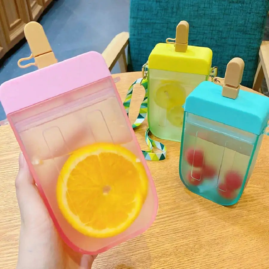 3D Ice Cream Popsicle Straw Cup – Heat-Resistant Plastic Novelty Straw Cup Qme