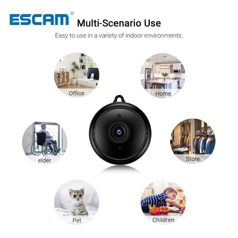 Escam V380 Mini 1080P WiFi Indoor Camera with Night Vision WiFi Security Camera Qme