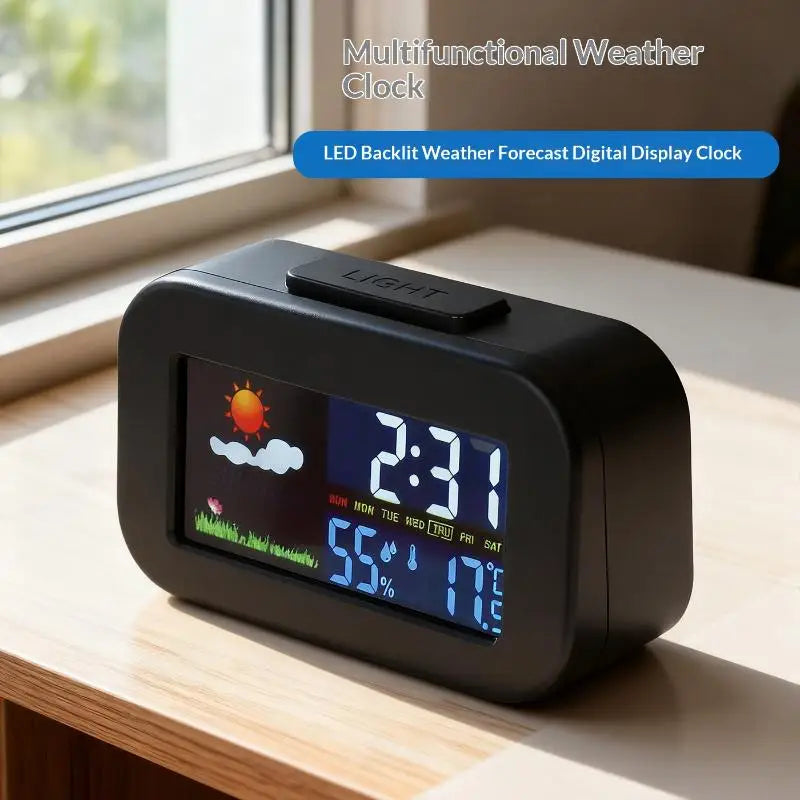 Weather Station Clock – Color Display Temp & Humidity Monitor Weather Station Clock Qme