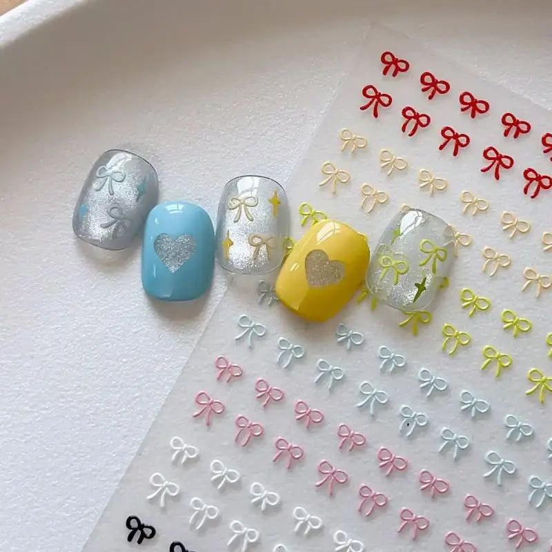 Cute Bow Nail Art Stickers – Mixed Color Bowknot Decals Sheet Nail Art Stickers Qst