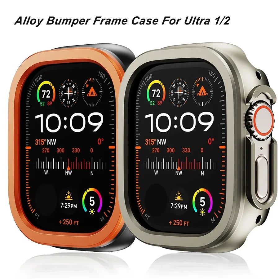 Aluminum Alloy TPU Bumper Case for Apple Watch Ultra 49mm 45mm Watch Bumper Case Qme