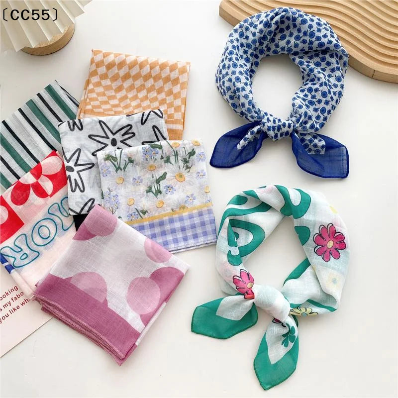 58cm Square Scarf – Handkerchief Print Neck, Hair & Bag Wrap Square Neck Scarf Qst