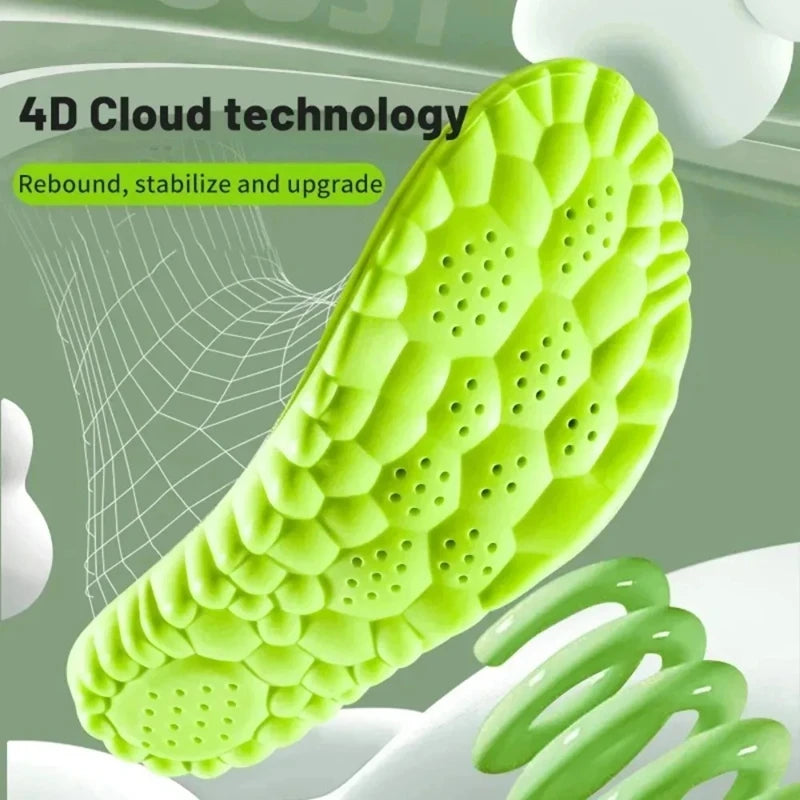 4D Cloud Sports Insoles – Breathable PU Cushion for Men & Women Sports Insoles Qst