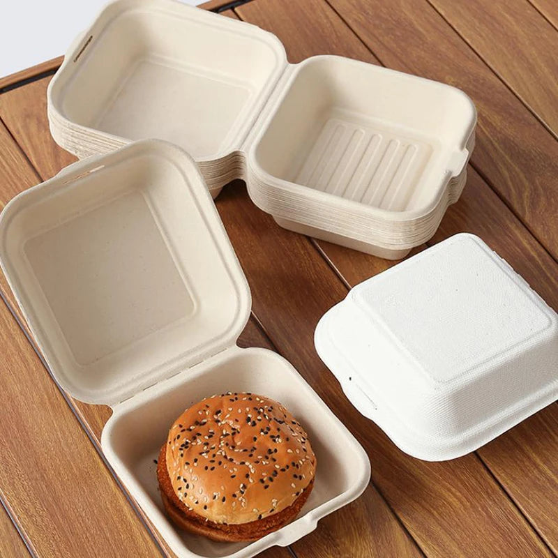 10-Pack Disposable Bento Boxes – Eco Bagasse Food Containers Disposable Food Containers Qst