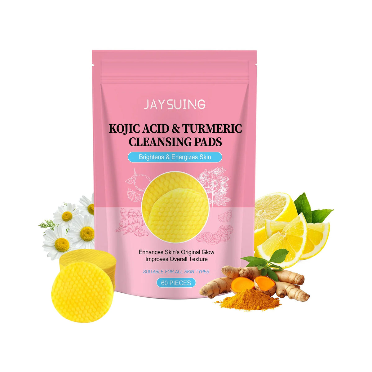 Turmeric Exfoliating Facial Pads – Cleanse & Brighten Skin Exfoliating Facial Pads Qst 60pcs bag soft skin