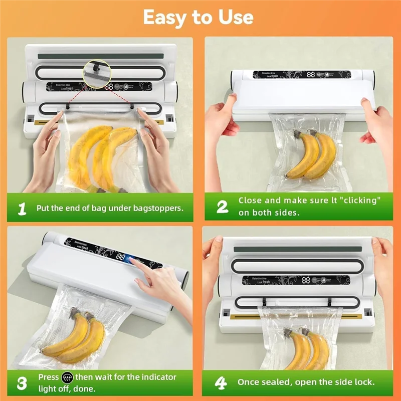 MiLESEEY B15C Food Vacuum Sealer Machine 75KPA + 20 Bags Food Vacuum Sealer Qst