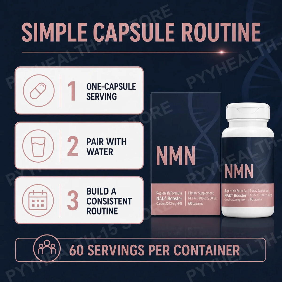 NMN 200mg Capsules 99.8% Purity – 60ct Daily Wellness Support NMN Supplement Qst