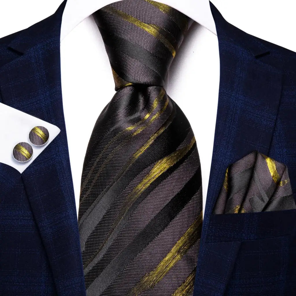 Jacquard Peacock Blue Wedding Tie, Hanky & Cufflinks Set Necktie Gift Set Qme 3426