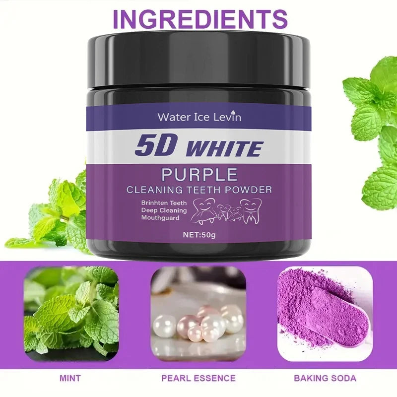 Purple Sulfate-Free Tooth Polishing Whitening Powder 50g Tooth Polishing Powder Qme
