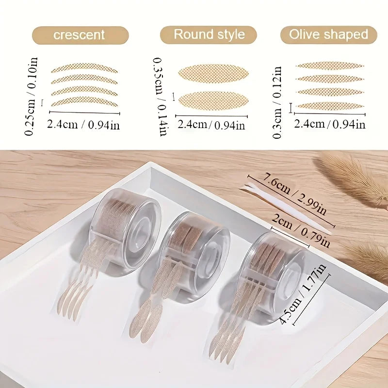 Ultra-Thin Eyelid Tape Stickers 600pcs | Clear & Beige Lifter Eyelid Tape Stickers Qme