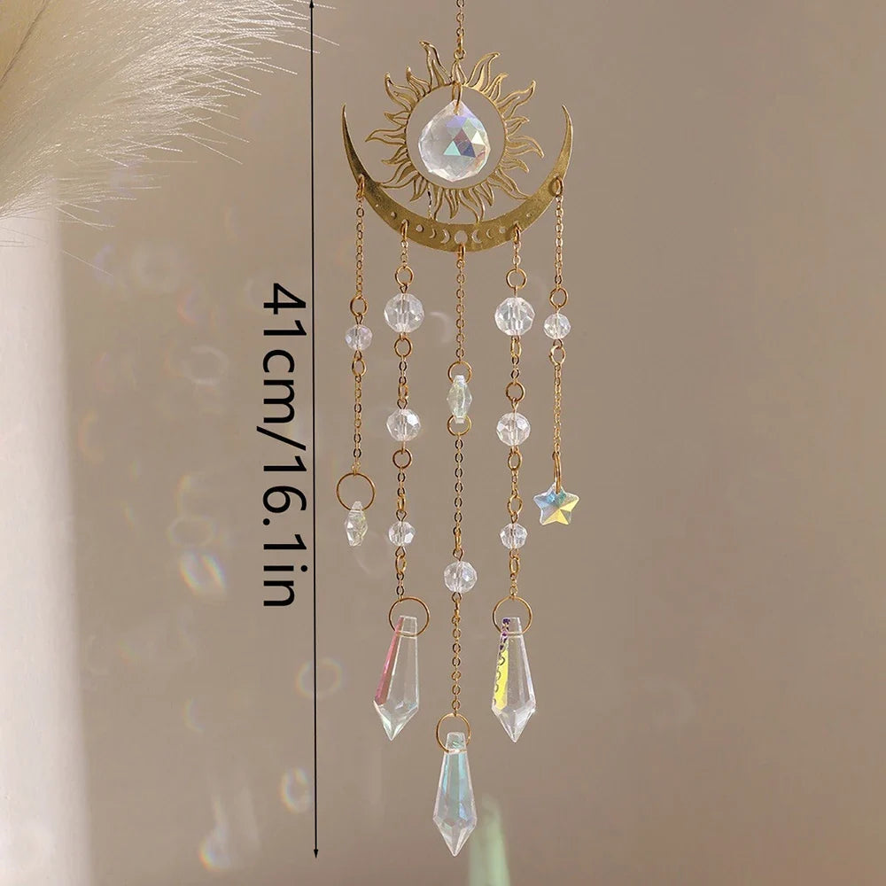 Moon Crystal Pendant Sunlight Catcher – Garden Hanging Decor Crystal Hanging Ornament Qme