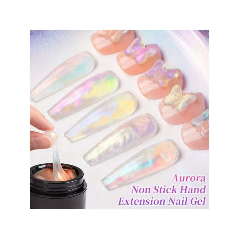 Aurora Mermaid 3D Carving Builder Gel – Glitter Hard Non-Stick 3D Nail Builder Gel Qme