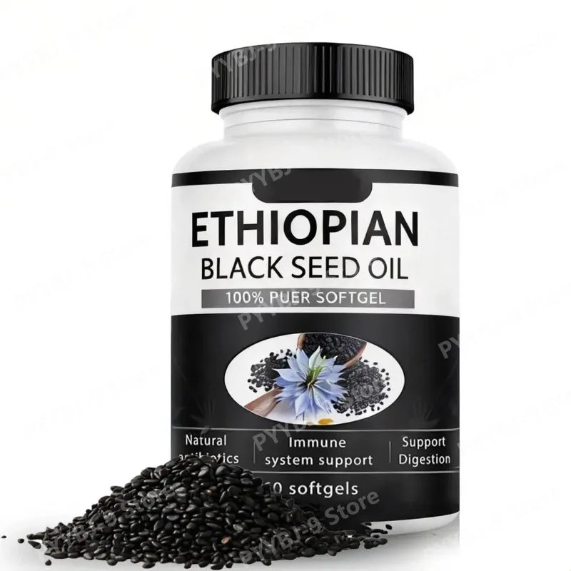 Ethiopian Black Seed Oil Softgels 60ct – Natural, Non-GMO Black Seed Supplement Qst 1 bottle