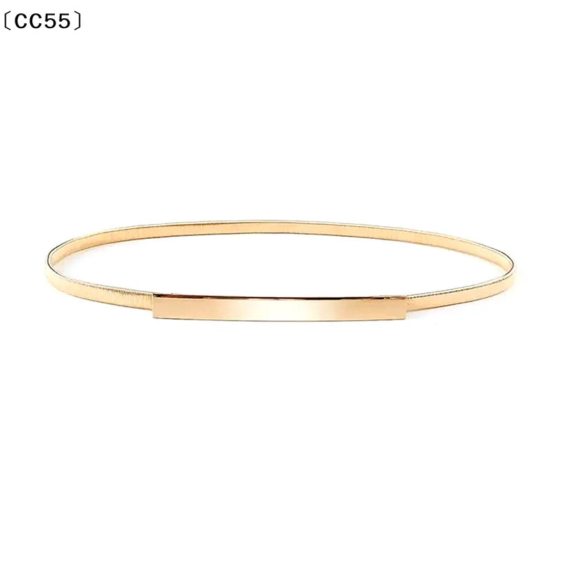 Elastic Gold Silver Metal Chain Belt for Women – Leaf Design Women's Chain Belt Qst