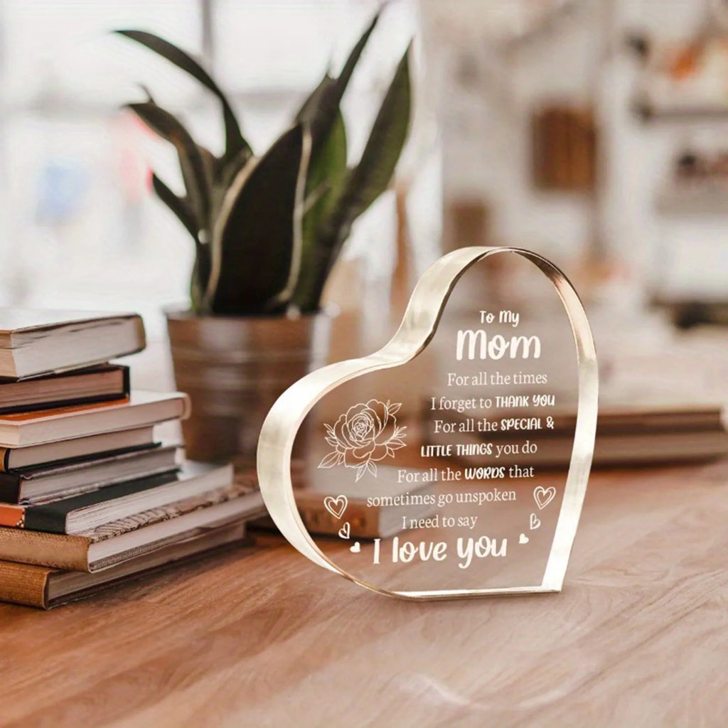 3D Acrylic Heart Sign Ornament – Heartfelt Mom Gift Decor Acrylic Sign Ornament Qme