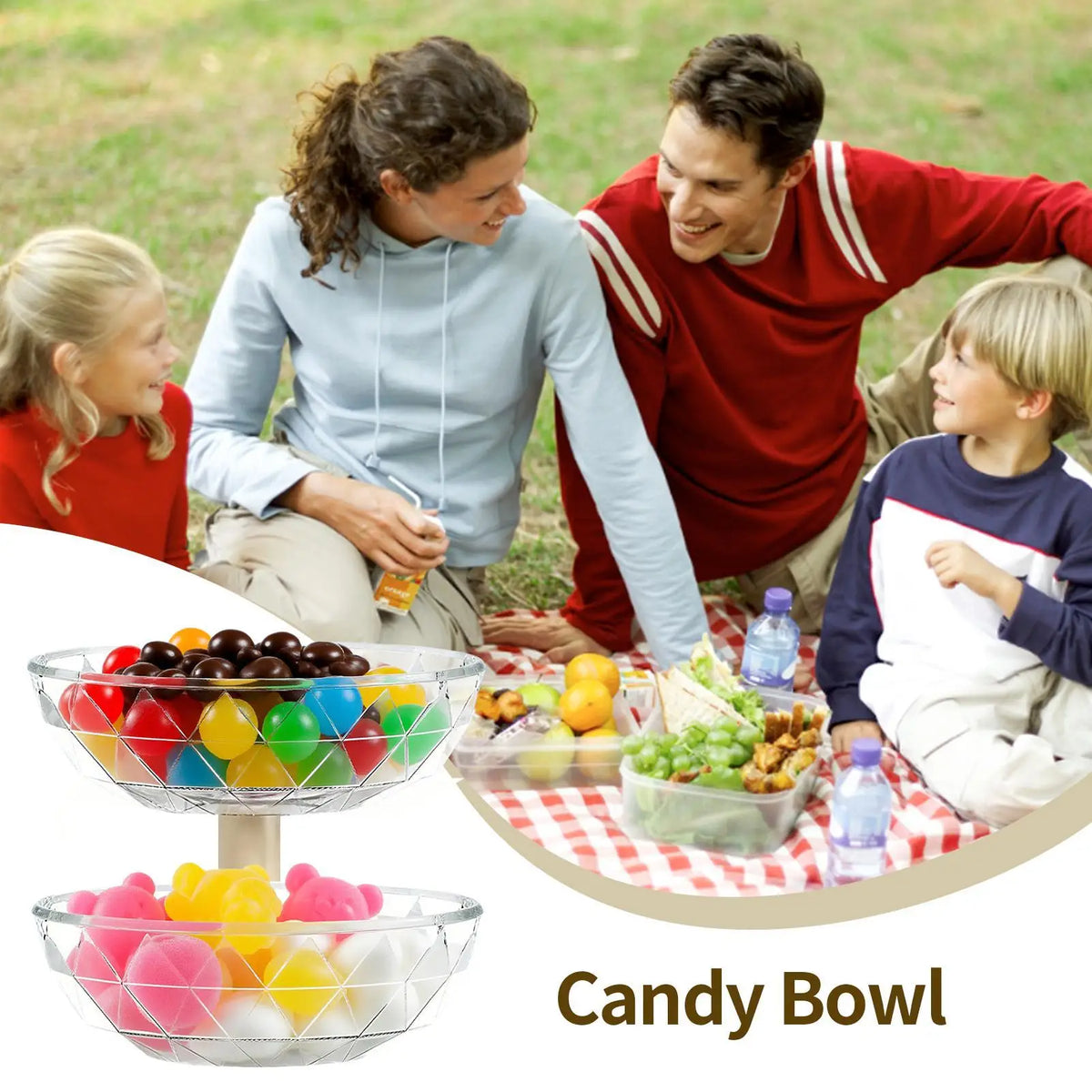 Pumpkin 2-Tier Snack Bowl Removable Lid Candy Server Tiered Candy Server Qme
