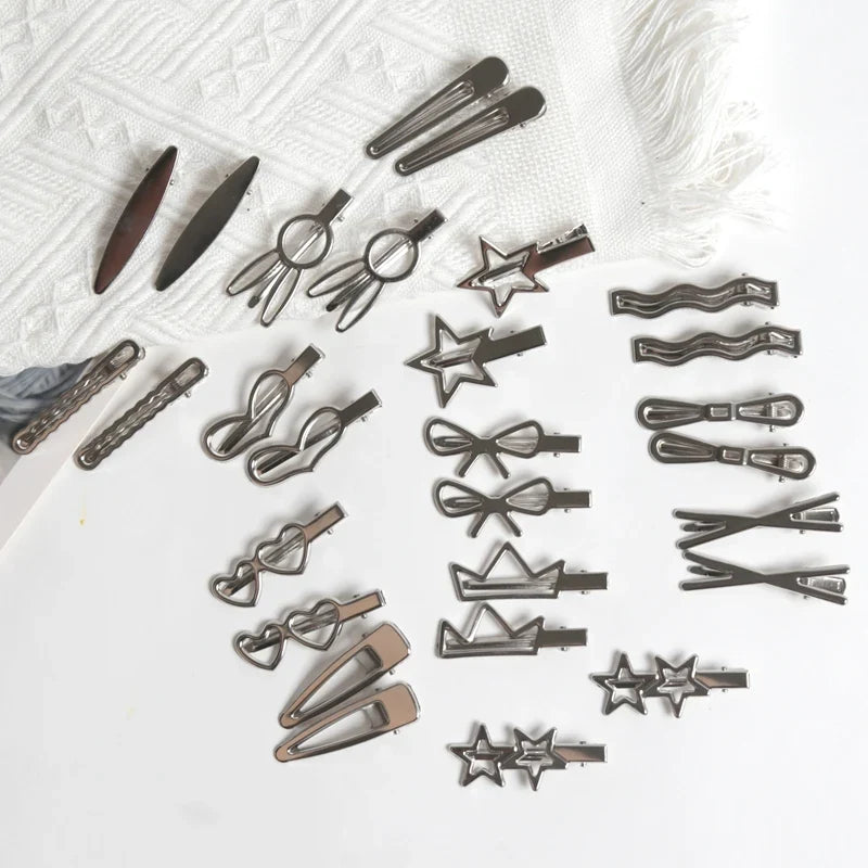 Y2K Silver Star Hair Clips – Multi-Style Set for Women & Girls Hair Clips Set Qme