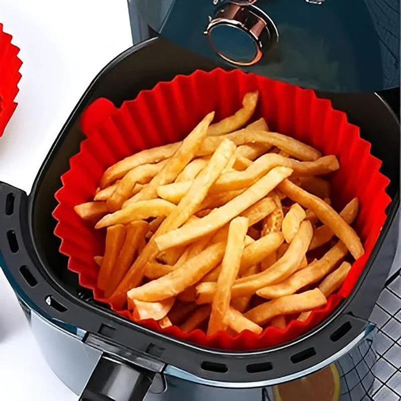 Air Fryer Silicone Basket Tray 6-Pack – Reusable Oven Mat Silicone Air Fryer Liner Qme