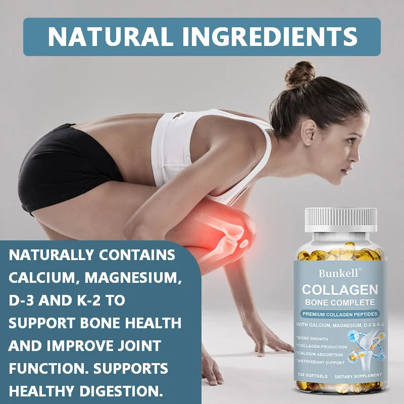 Collagen Complete – Calcium, Magnesium, D3 & K2 | 120 Caps Collagen Supplement Qst