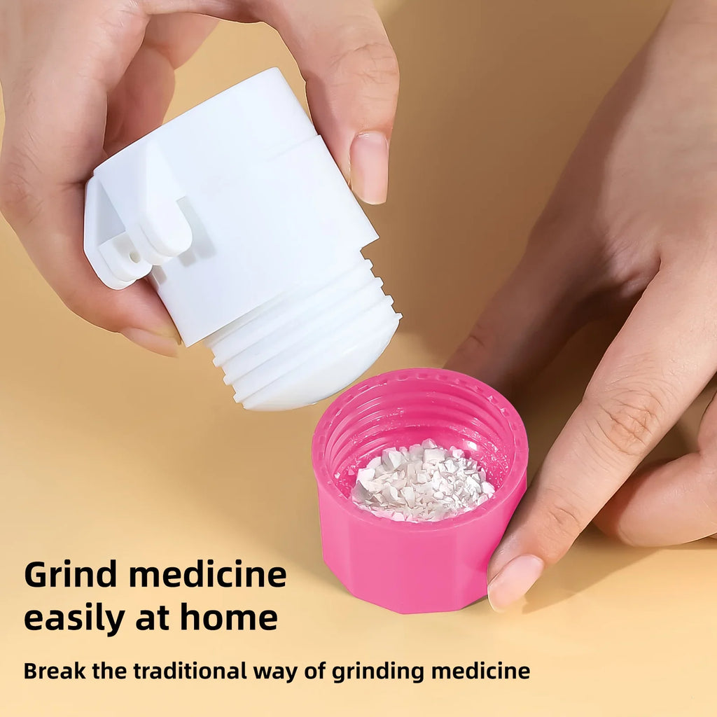 4-in-1 Pill Cutter Grinder Crusher & Storage Box – Portable Pill Organizer Qme