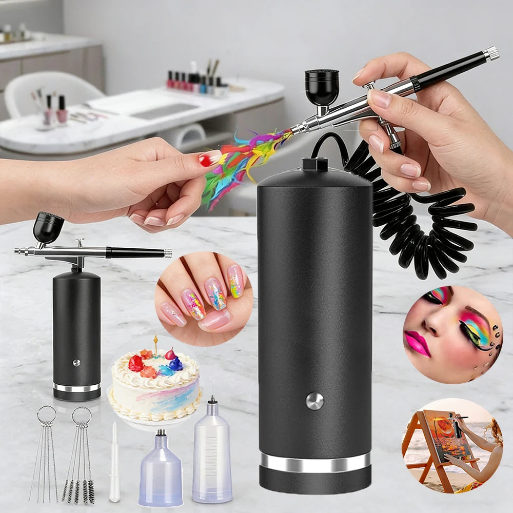 Peicon Mini Airbrush Kit with Compressor – Nail Art & Makeup Airbrush Kit Qst