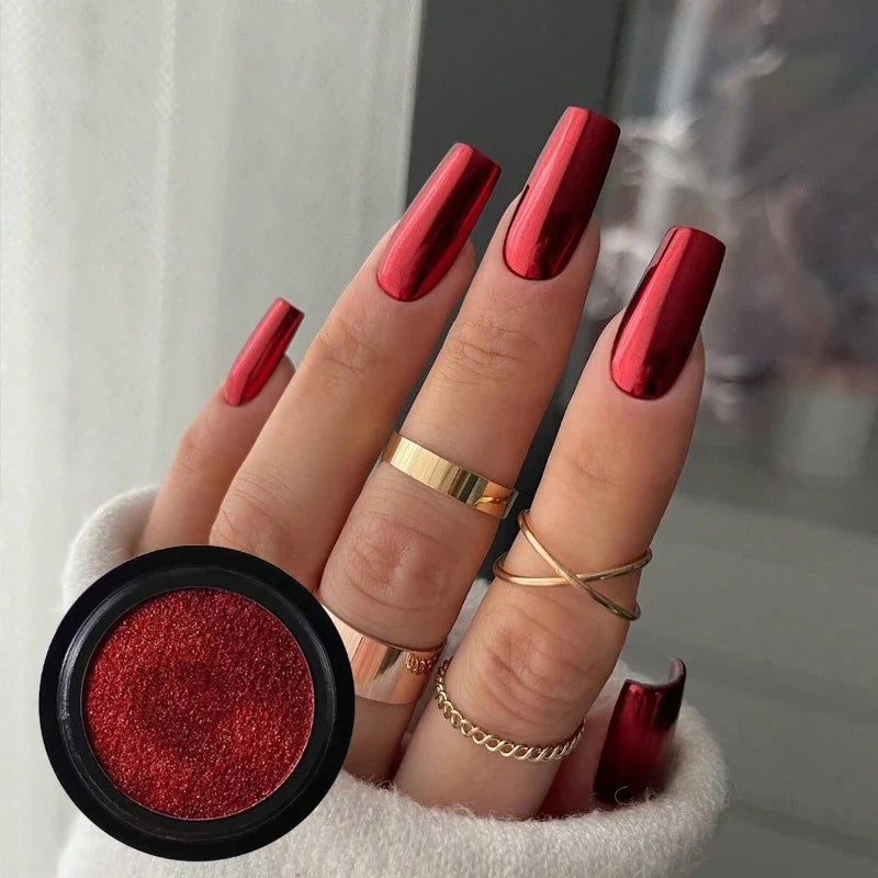 Magic Mirror Chrome Nail Powder – Metal Glitter Gel Polish Art Chrome Nail Powder Qme