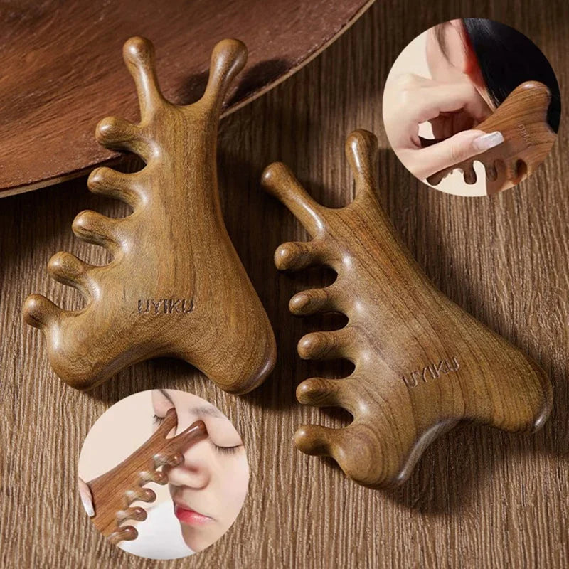 Wooden Handleless Meridian Massage Comb – Wide Tooth Scalp Scalp Massage Comb Qme one size