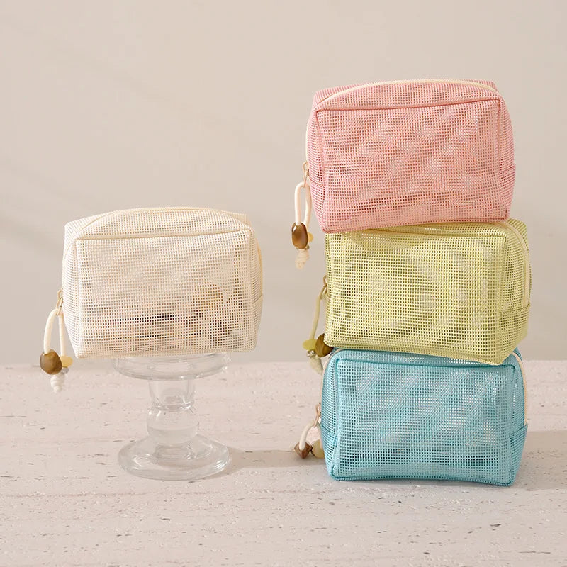 Nylon Mesh Zipper Cosmetic Pouch – Multipurpose Travel Bag Cosmetic Pouch Qme