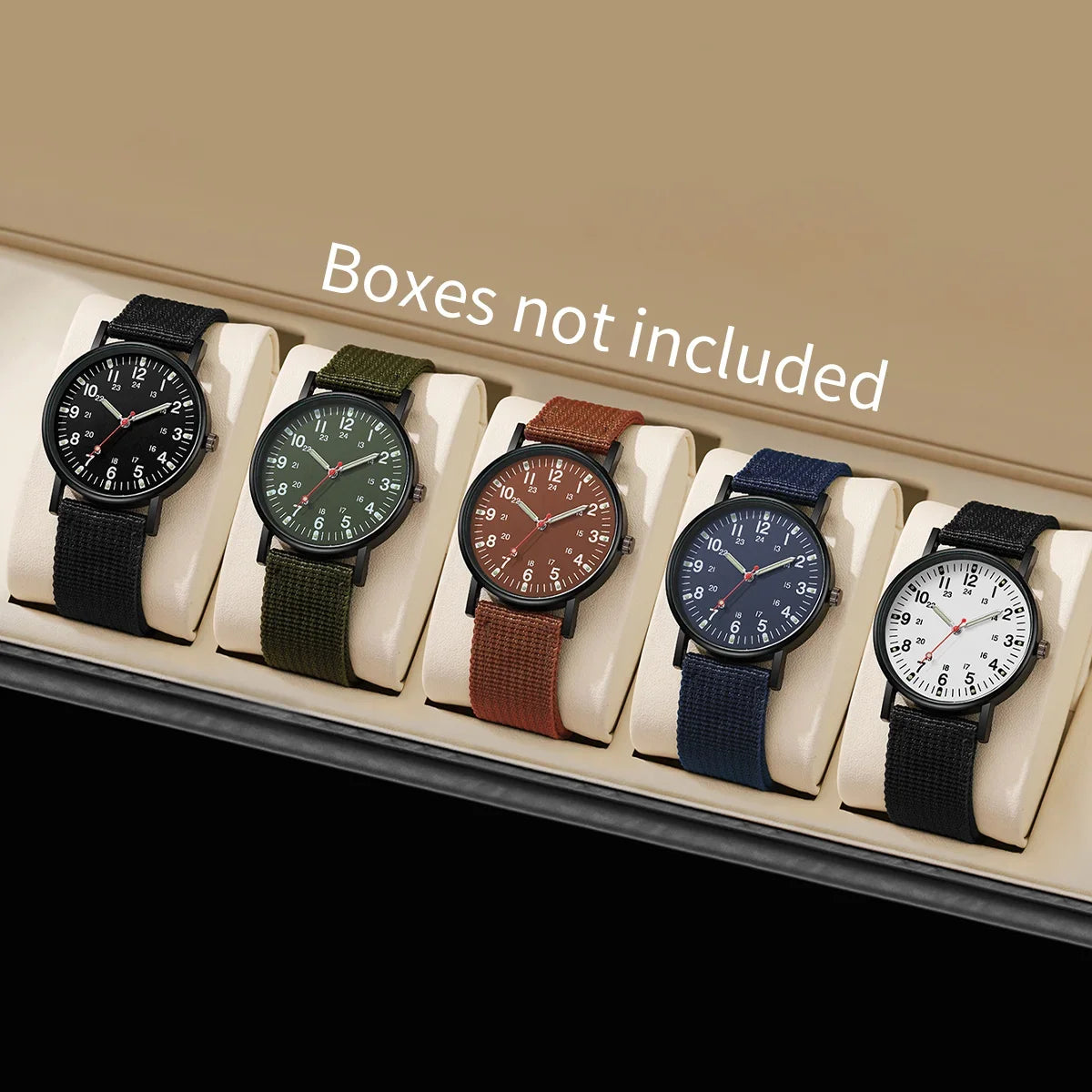 Men's Sports Quartz Watch with Nylon Strap – 6 Colors Sports Quartz Watch Qme 5pcs